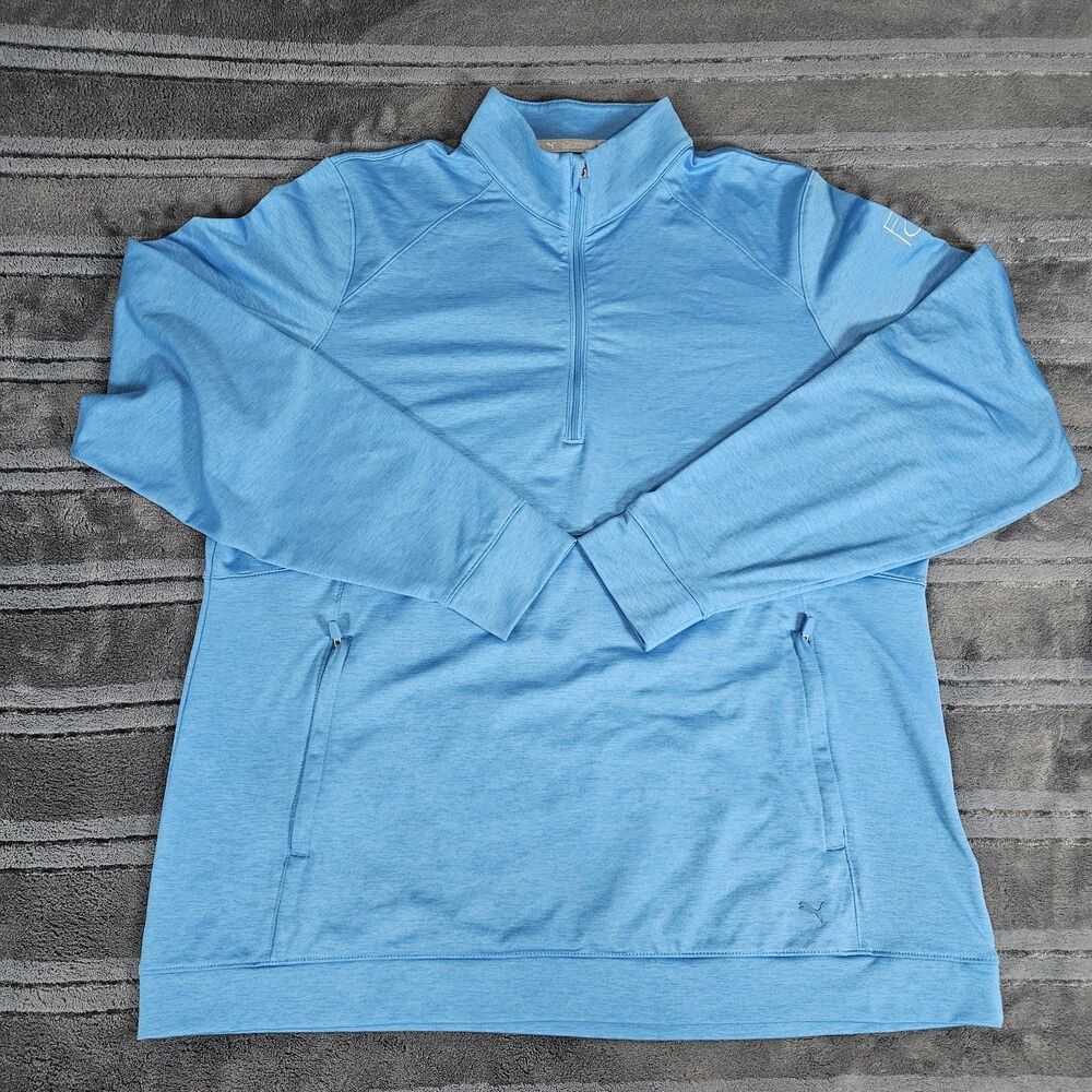PUMA Cloudspun Rockaway Womens Golf 1/4 Zip Pullover Dusty Aqua Solid XL  40 UPF